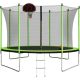 maocao hoom 10 ft. Round Backyard Large Trampoline with Safety Enclosure, Basketball Hoop and Ladder in Green