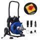 YONKI SUNSHIN INC Electric Drain Auger 60ft. x 1/2 in. Drain Cleaner Machine & 4 Cutter and Foot Switch with Wheel for 1 in. to 4 in. Pipe