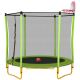 Sudzendf 5.5 ft. Green Outdoor and Indoor Mini Toddler Trampoline with Enclosure, Basketball Hoop and Ball