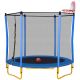 Sudzendf 5.5 ft. Blue Outdoor and Indoor Mini Toddler Trampoline with Enclosure, Basketball Hoop and Ball