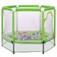 Sudzendf 55 in. Green Toddlers Indoor Outdoor Mini Trampoline with Safety Enclosure Net and Balls