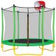 Zeus & Ruta 65 in. Kids Outdoor and Indoor Minimum Toddler Trampoline with Enclosure, Basketball Hoop and Ball in Grass Green