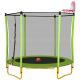 Zeus & Ruta 65 in. Kids Outdoor and Indoor Minimum Toddler Trampoline with Enclosure, Basketball Hoop and Ball in Green