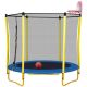 Zeus & Ruta 65 in. Kids Outdoor and Indoor Minimum Toddler Trampoline with Enclosure, Basketball Hoop and Ball in Yellow