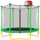 Sudzendf 5.5 ft. Grass Green Outdoor and Indoor Mini Toddler Trampoline with Enclosure, Basketball Hoop and Ball Included