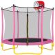 Sudzendf 5.5 ft. Pink Outdoor and Indoor Mini Toddler Trampoline with Enclosure, Basketball Hoop and Ball Included