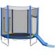 Zeus & Ruta 7 ft.Trampoline for Kids with Safety Enclosure Net,Slide and Ladder Round Outdoor Recreational Trampoline in Blue