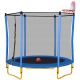 Unbranded 5.5 ft. Outdoor and Indoor Mini Toddler Round Blue Trampoline with Enclosure, Basketball Hoop and Ball