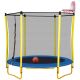 Unbranded 5.5 ft. Outdoor and Indoor Mini Toddler Round Yellow Trampoline with Enclosure, Basketball Hoop and Ball
