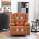 ANGELES HOME Brown Polyester Recliner Chair Massage Recliner Chair Sofa with Heating Vibration