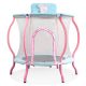 Unbranded 4 ft. Baby Blue and PinkTrampoline Indoor Mini Toddler Trampoline with Enclosure, Basketball Hoop and Ball