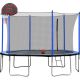 TIRAMISUBEST T-Adventurer 14 ft. Trampoline for Kids with Safety Enclosure Net, Basketball Hoop and Ladder, Easy Assembly