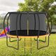 Sudzendf 12 ft. Black and Orange Outdoor Big Trampoline with Inner Safety Enclosure Net, Ladder, PVC Spring Cover Padding