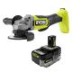 RYOBI ONE+ HP 18V Brushless Cordless 4-1/2 in. Angle Grinder with 4.0 Ah HIGH PERFORMANCE Battery