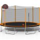 Unbranded 14 ft. Outdoor Trampoline with Basketball Hoop, Enclosure Net, Ladder for Kids & Adults for Garden and Yard, Orange