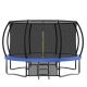 Boosicavelly 14 ft. Blue Galvanized Anti-Rust Outdoor Round Trampoline with Balance Bar with Enclosure Net and Carriage Bag