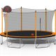 Unbranded 15 ft. Outdoor Trampoline with Basketball Hoop, Enclosure Net, Ladder for Kids and Adults for Garden and Yard, Orange