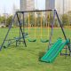 GOGEXX 149 in. L x 118 in. W. x 73 in. H 5-in-1-Metal Outdoor Playground Equipment Kid 2-Swings, 1-Glider,1-Slide Teeter Totter