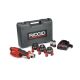 RIDGID RP 241-Compact Inline Press Tool Kit with 3-Metal Pure Flow Jaws (1/2 in. 3/4 in. 1 in.) 2-12-Volt Battery Charger Case