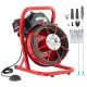 SKYSHALO 50 ft. x 3/8 in. Best Fit 2 in. to 4 in. Pipes Cleaning Machine Portable Cleaner with 4-Cutters Auger Sewer Snake