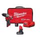 Milwaukee M12 FUEL 12-Volt Li-Ion Brushless Cordless 1/2 in. Hammer Drill Kit w 2.0Ah Battery, High Output 5.0Ah Battery & Charger