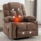 ANGELES HOME Brown Fabric Massage Rocker Recliner Chair Rocking Chairs with 2-Cup Holders, USB Charge Port , Heat