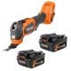 RIDGID 18V 6.0 Ah MAX Output Lithium-Ion Batteries (2-Pack) with 18V Brushless Cordless Multi-Tool
