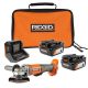RIDGID 18V 4.0 Ah Battery (2-Pack) with Charger, Bag, and 18V 4-1/2 in. Cordless Angle Grinder