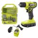 RYOBI ONE+ 18V Cordless 3/8 in. Drill/Driver Kit with 1.5 Ah Battery, Charger, and Drill and Drive Kit (95-Piece)