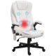 HOMCOM 6-Point Vibrating Polyester Massage Office Chair with Lumbar Heat, Cream White