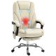 Vinsetto Polyester Massage Office Chair with Heat, Reclining, Footrest, Beige