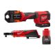 Milwaukee M18 18V Lithium-Ion 1/2 in.-1 in. Short Throw Press Tool Kit with 3 PEX Crimp Jaws & M12 12V 3/8 in. Ratchet & Battery