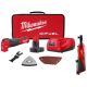 Milwaukee M12 FUEL 12V Lithium-Ion Cordless Oscillating Multi-Tool Kit w 4.0Ah Battery, Charger, Accessories, Bag & 3/8 in Ratchet