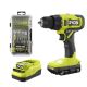 RYOBI ONE+ 18V Cordless 1/2 in. Drill/Driver Kit with 1.5 Ah Battery, Charger, and Diamond Grit Driving Set (52-Piece)