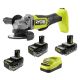 RYOBI ONE+ 18V HIGH PERFORMANCE Kit w/ (2) 4.0 Ah Batteries, 2.0 Ah Battery, Charger, & ONE+ HP 4-1/2 in. Angle Grinder