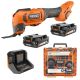 RIDGID 18V Cordless Oscillating Multi-Tool Kit with (2) 2.0 Ah Batteries, Charger, and 14-Piece Blade Kit