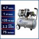 California Air Tools 4.7 Gal. 1.0 HP Quiet and Oil-Free Steel Air Tank Electric Air Compressor 135 MAX PSI