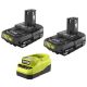 RYOBI ONE+ 18V Lithium-Ion 2.0 Ah Compact Battery and Charger Starter Kit and FREE ONE+ 18V 2.0 Ah Lithium-Ion Battery