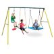 Bon Furni Multicolor Metal Swing Playset with Climbing Rope