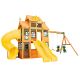 KidKraft DIY Atlas Point Wooden Outdoor Playground Set with Slides, Rock Wall, Cafe, Play Kitchen, Swing Set, and Accessories