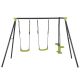 Bon Furni Metal Green and Black Outdoor Three Seat Swing Playset with Glider