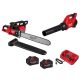 Milwaukee M18 FUEL 18V Brushless Cordless 20 in. Dual Battery Chainsaw Kit w/ Blower, (2) 8.0 Ah FORGE Batteries, Rapid Charger