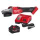 Milwaukee M18 FUEL 18V Lithium-Ion Brushless Cordless 5 in. Flathead Braking Grinder with Slide Switch w/ 8. 0Ah Battery/Charger