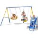 SPORTSPOWER Super Saucer Metal Swing Playset with 2 Swings, Saucer Swing, & 5-FT Slide