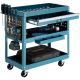 LITEKON 29.5 in. Tool Carts 3 Tire Rollin 330 lbs. with Lockable Storage Drawer Bleu