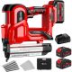 SILVEL 2in. 21V Lithium-Ion Electric Cordless Brad Nailer, (2) 4. 0Ah Battery and Charger, 1000-Pieces Nails, 18GA Staples, Red