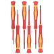 Lukyamzn Precision 1000V 2.56-2.56 in. Shank 6 Bit Red Insulated Screwdriver Set for Electricians Electrical Repairs 6-Piece