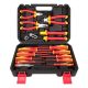 Lukyamzn VDE Certified 14-Piece Insulated Electrician Tool Set Magnetic Phillips Slotted Screwdrivers Pliers Red