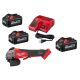 Milwaukee M18 FUEL 18V Lith-Ion Cordless 4-1/2 in. /5 in. Grinder w/ Variable Speed & Paddle Switch & (3) Battery & Charger Kit