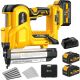 SILVEL 2 in. 21V Lithium-Ion Electric Cordless Brad Nailer (2) 4. 0Ah Battery and Charger 1000-Pieces Nails 18GA Staples Yellow